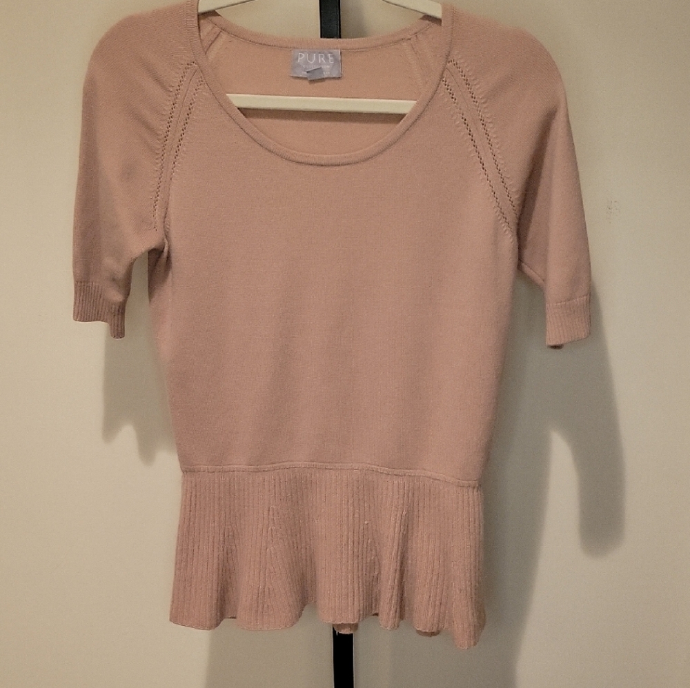 Pure Collection CASHMERE Pink Scoop Neck Sweater